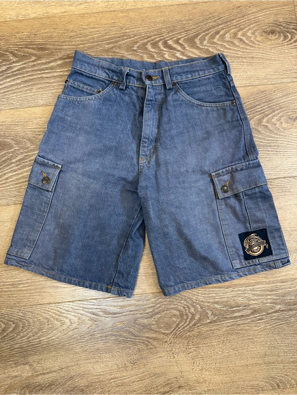 Vintage Spirit Stream Jeans Hemp & Cotton Men's Denim Cargo Shorts - Blue - 30